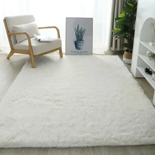 White Shaggy Rugs Living Room Dubai