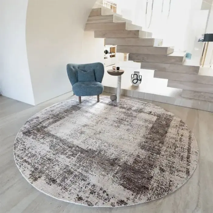 Beige Rustic Round Carpet