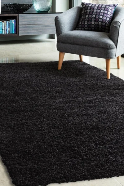 Black Libra Shaggy Rug