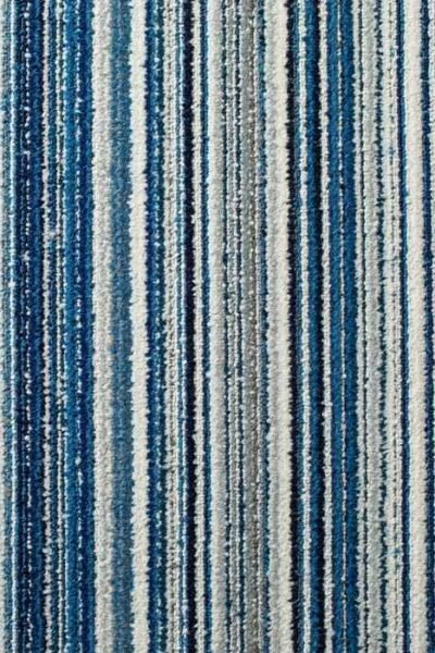 Blue and White Striped Carpet image 1
