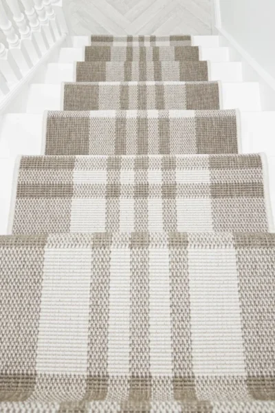 Chequered Beige Stair Runner image 2