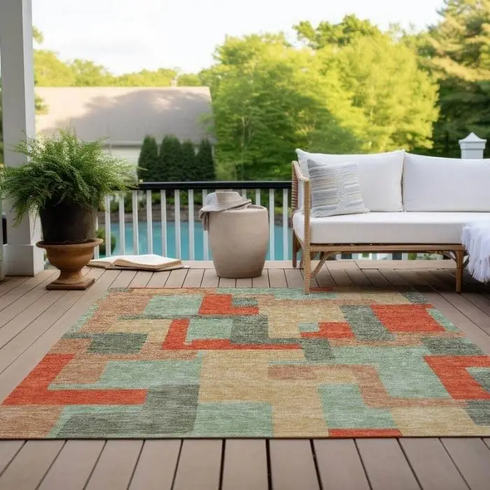Contemporary Blocks Outdoor Rug