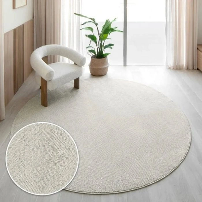Fuzzy Diamond Round Carpet