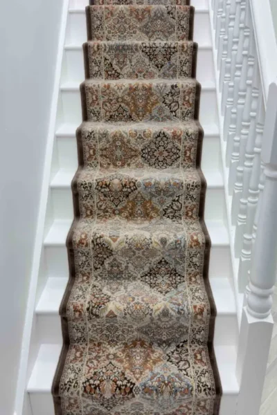 Garden Brown Blue Stair Runner