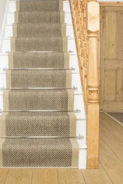 Gingham Tweed Beige Stair Runner