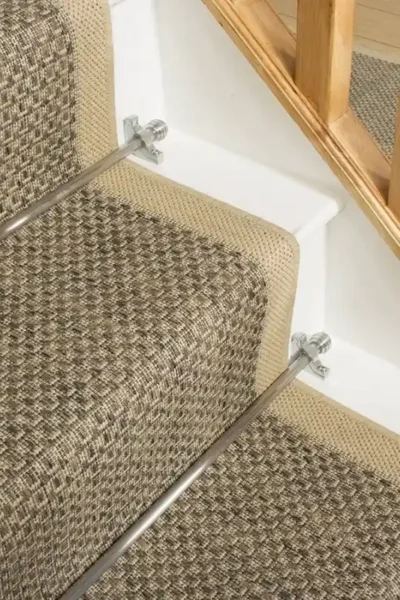 Gingham Tweed Beige Stair Runner image 2