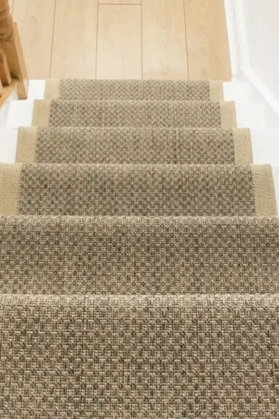 Gingham Tweed Beige Stair Runner image 3