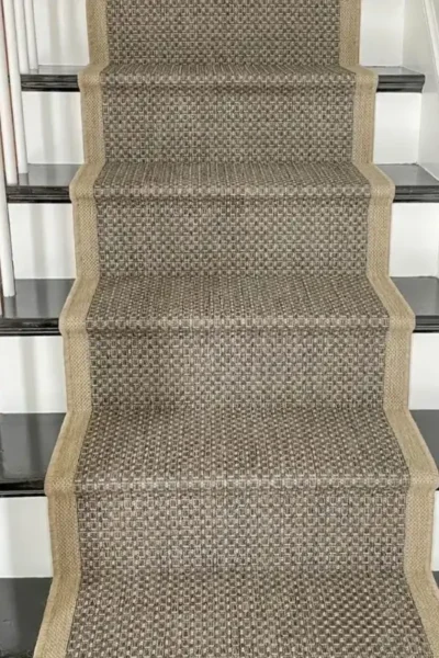 Gingham Tweed Beige Stair Runner image 4