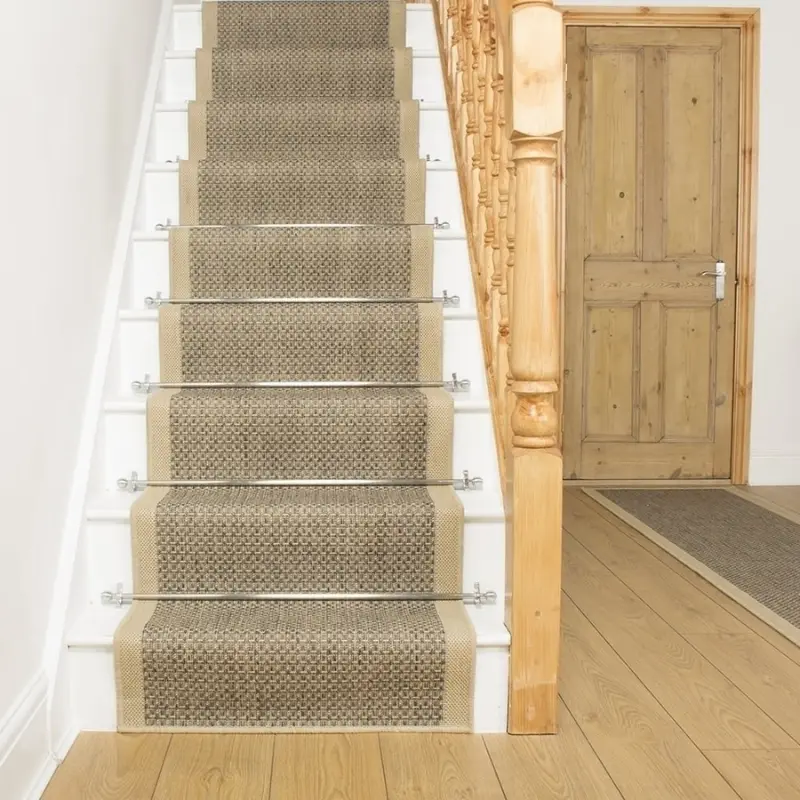 Gingham Tweed Beige Stair Runner