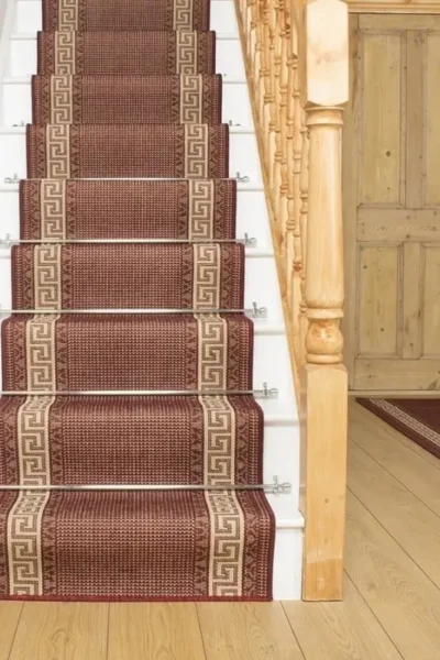 Greek Fret Red Stair Runner