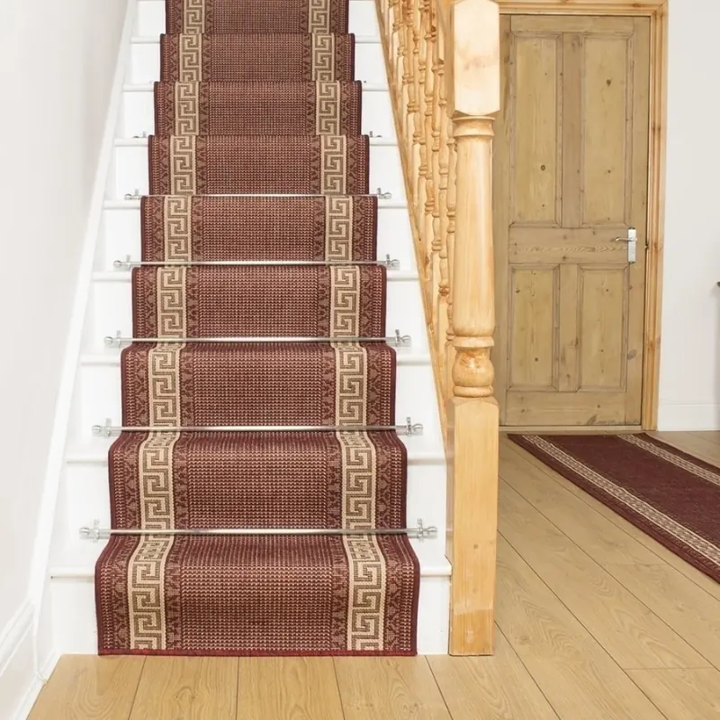 Greek Fret Red Stair Runner
