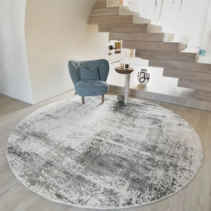 Greyish Rustic Round Carpet