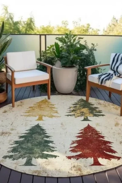 Holiday Tree Outdoor Rug img 1