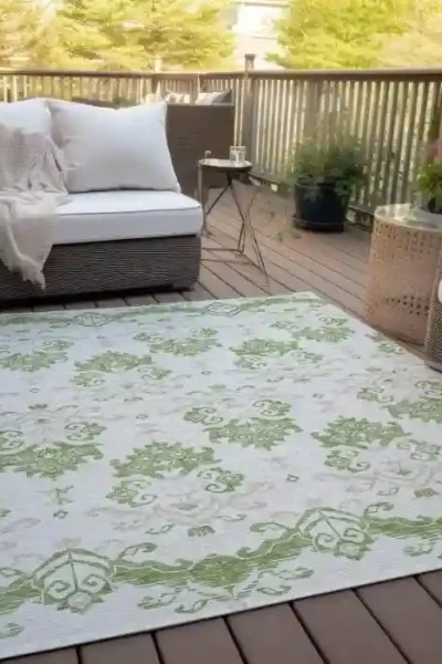 Medallion Damask Outdoor Rug img 1