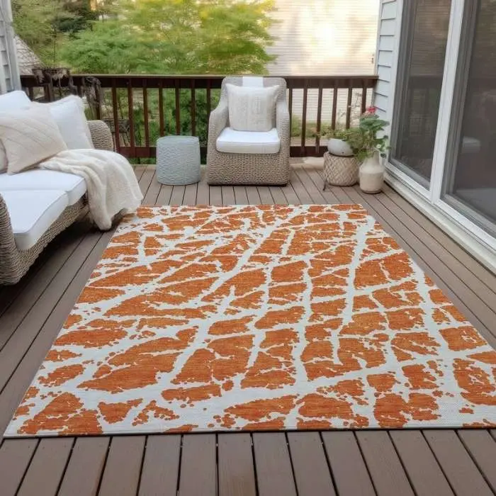 Orange Crackle Outdoor Rug img 1