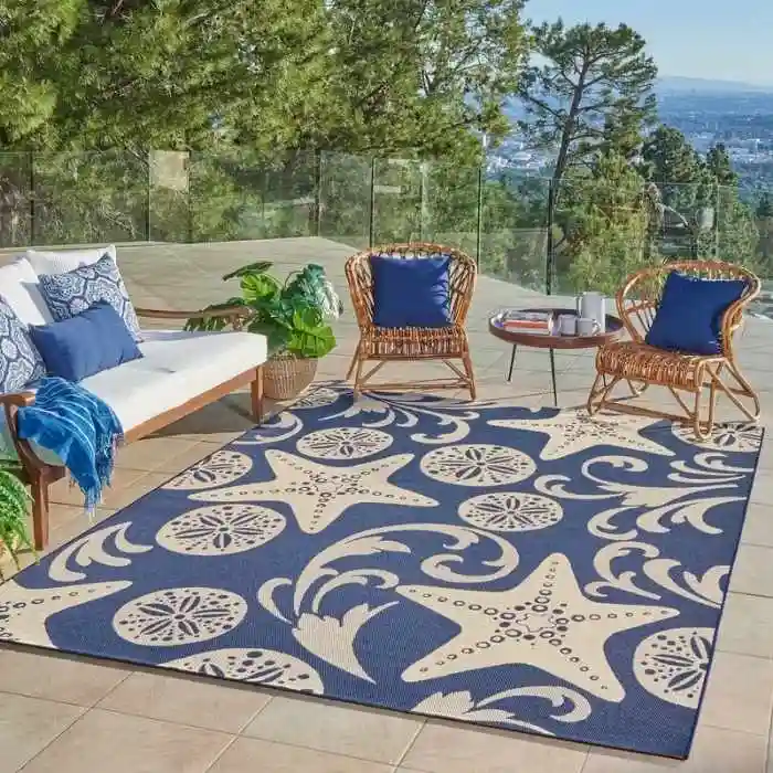 Paseo Canoa Navy Outdoor Rug
