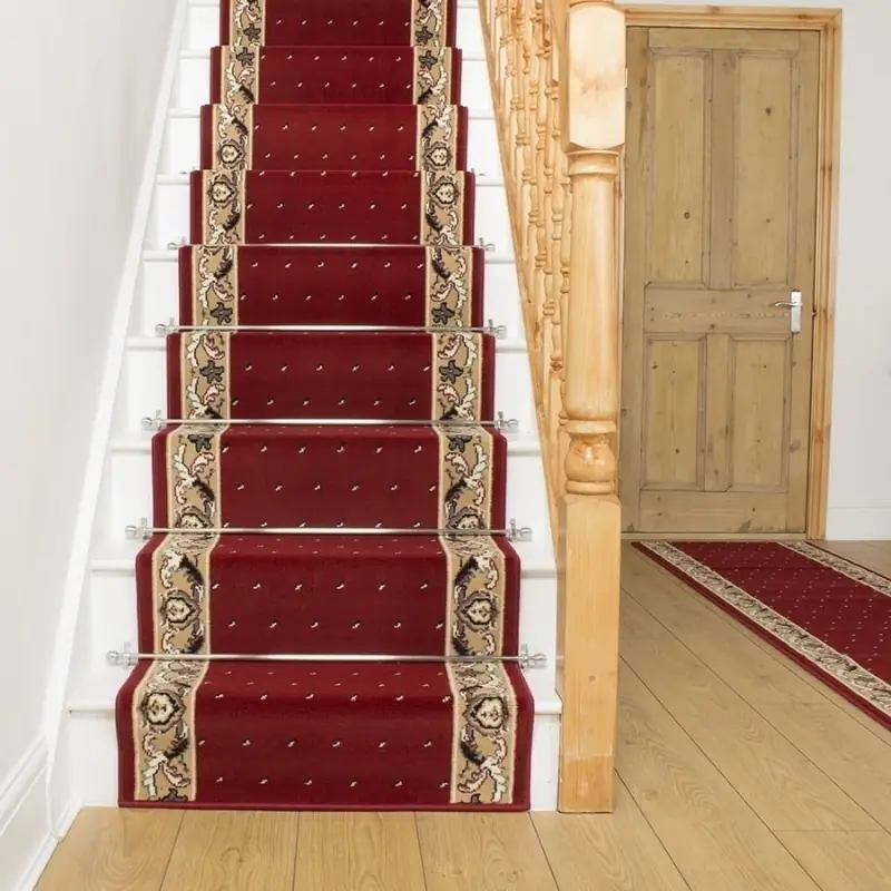 Pin Dot Red Stair Runner