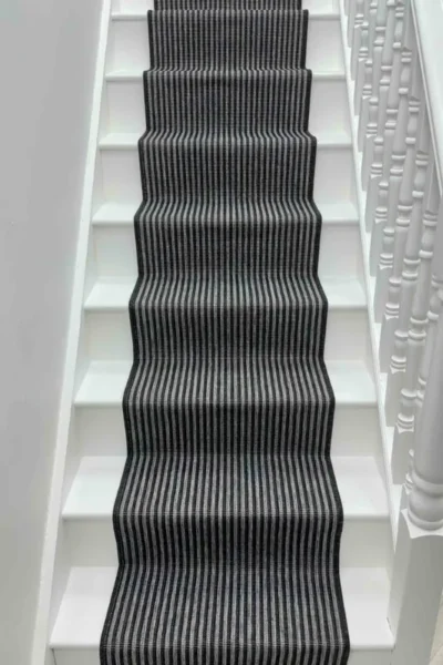 Pinstripe Black Stair Runner
