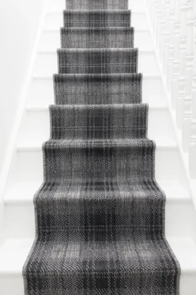 Plaid Black Stair Runner