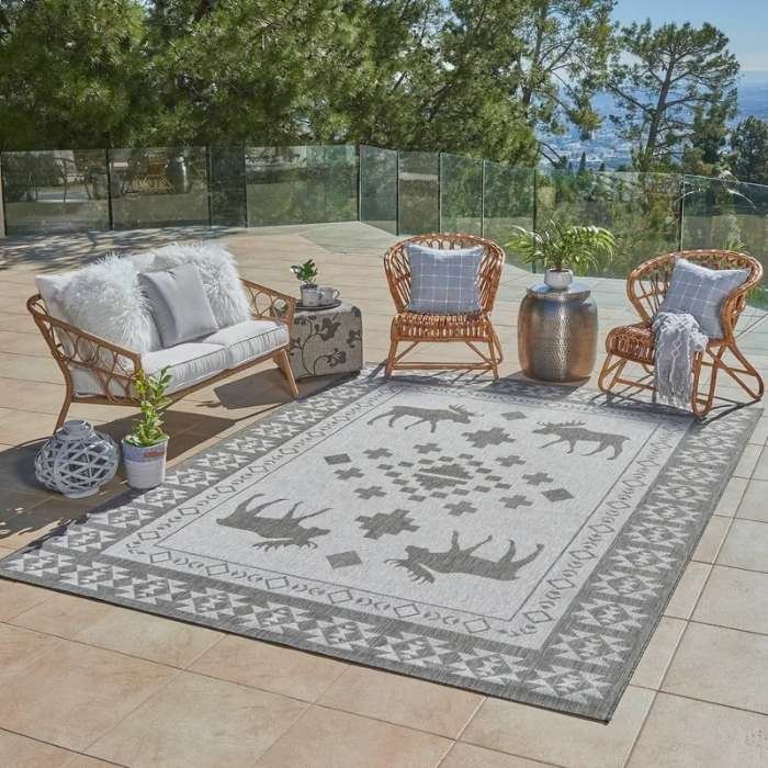 Rustic Moose Outdoor Rug