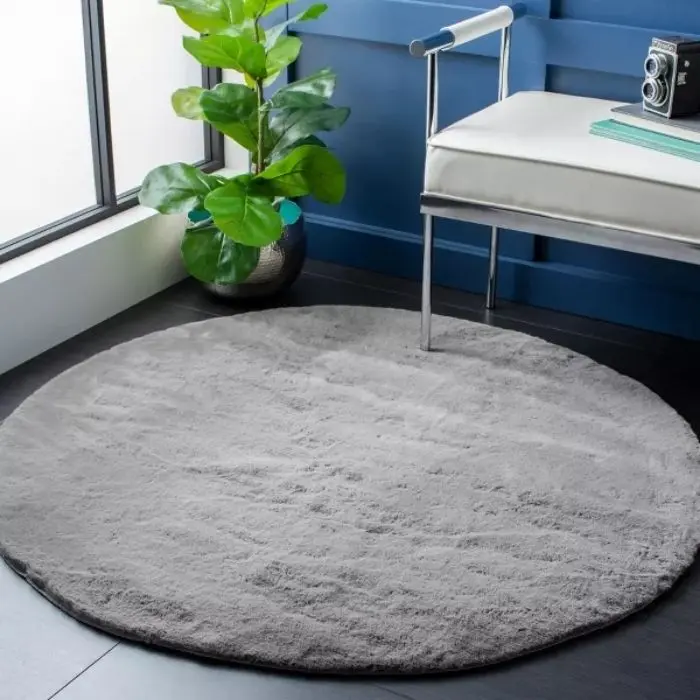 Sheep Skin Loomed Round Rug