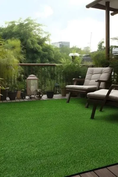 Solid Green Grass Outdoor Rug