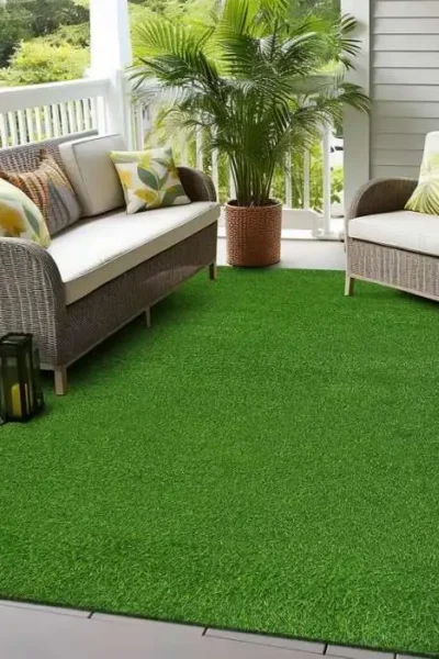Solid Green Grass Outdoor Rug img 1