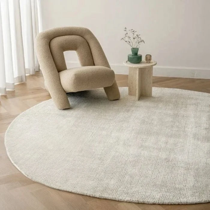 Textured Grid Round Carpet