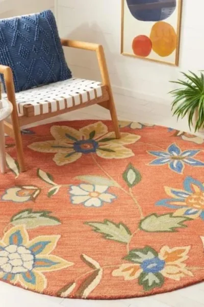 Blossom Hooked Round Rug