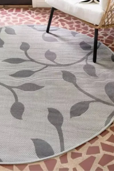 Botanical Woven Round Rug img 1