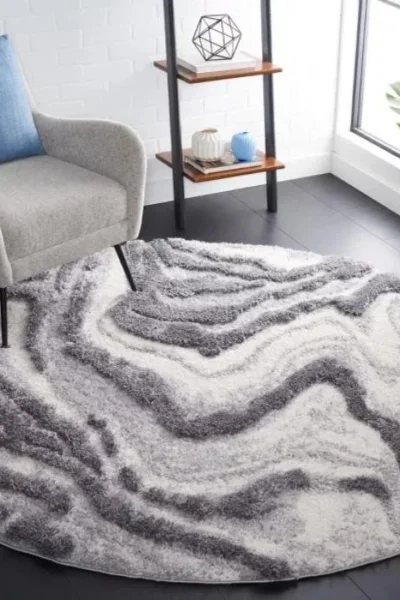 Hi-Lo Shag Loomed Round Rug