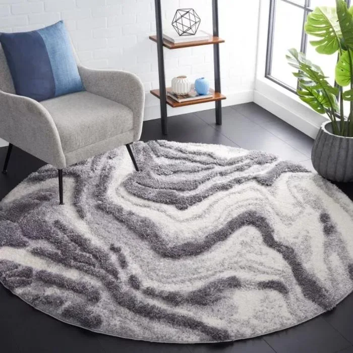 Hi-Lo Shag Loomed Round Rug
