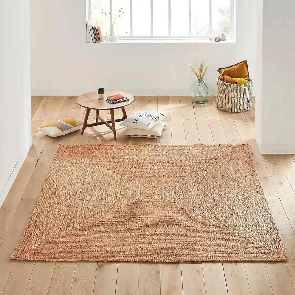 Stylish jute rug modern living room